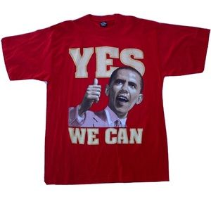 2008 Barack Obama "Yes We Can" Speech Presidential Red Shirt Size 4XL